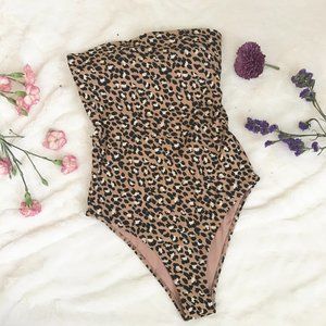 Aerie one piece leopard bandeau swimsuit